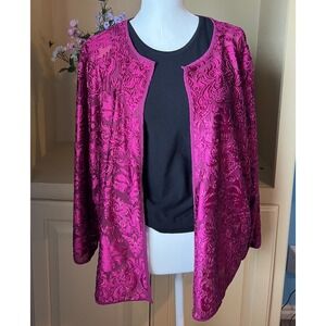 Y2K Womens 3X Velvet Burnout Fuchsia Asymmetrical Kimono Top Whimsigoth‎ Fairy